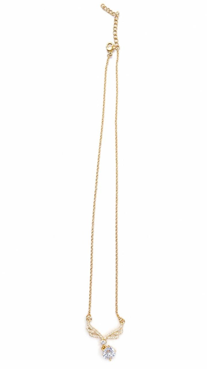 Gold Crystal Wing Pendant Necklace