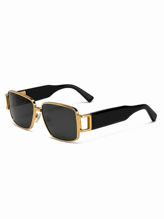 Luxury Rectangular Sunglasses with Gold Frame