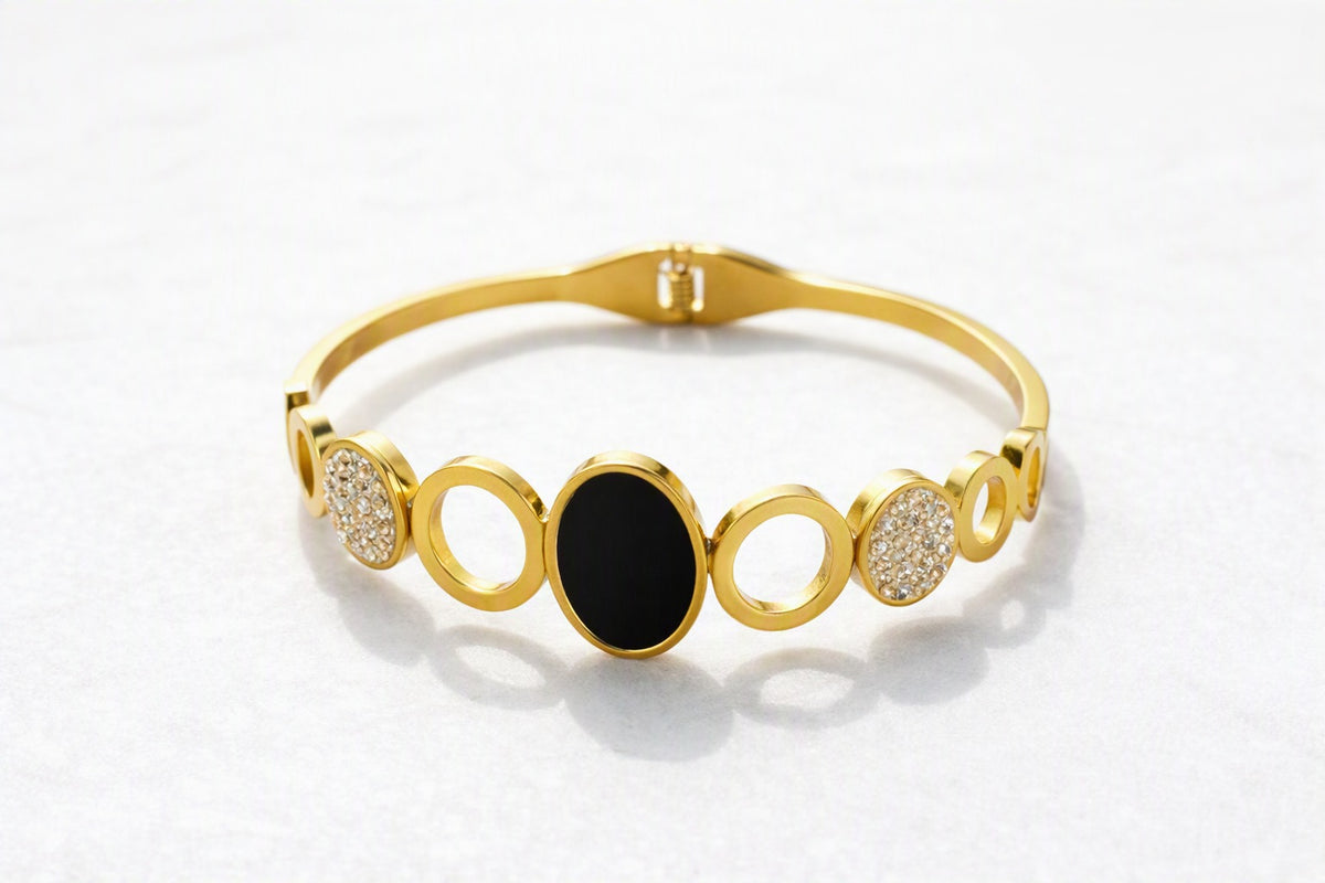 Geometric Gold & Black Bracelet
