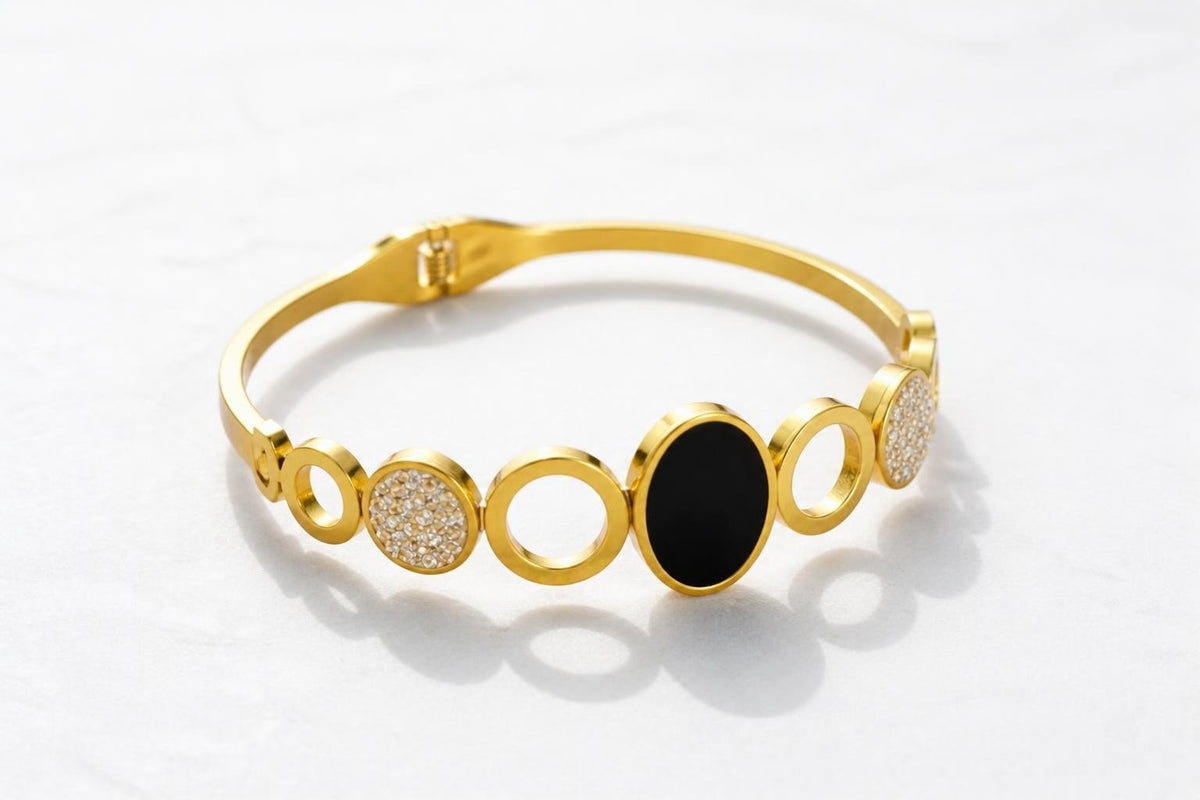 Geometric Gold & Black Bracelet