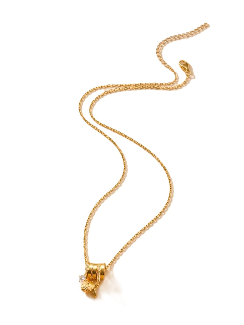 Gold Bee Charm Necklace with Crystal Detail